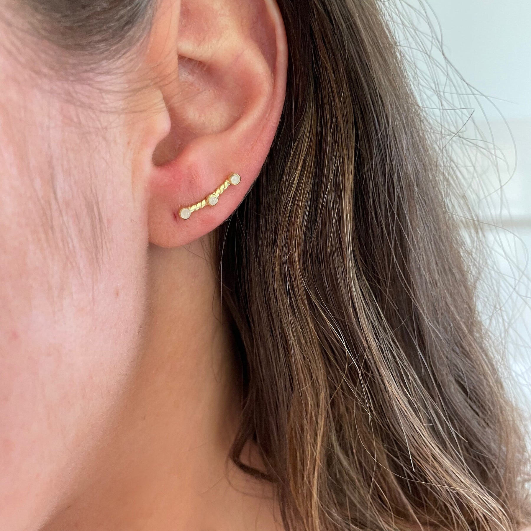 14K Gold Ear Climber Earrings With Emeralds – ASSAY